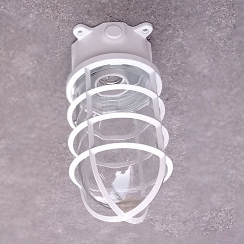 Lampada da soffitto semi-incassata in alluminio industriale contemporaneo, impermeabile, con cilindro in vetro, 1 luce, per esterni e patio