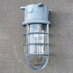 Lampada da soffitto semi-incassata in alluminio industriale contemporaneo, impermeabile, con cilindro in vetro, 1 luce, per esterni e patio