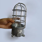 Lampada da soffitto semi-incassata in alluminio industriale contemporaneo, impermeabile, con cilindro in vetro, 1 luce, per esterni e patio