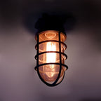 Lampada da soffitto semi-incassata in alluminio industriale contemporaneo, impermeabile, con cilindro in vetro, 1 luce, per esterni e patio