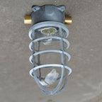 Lampada da soffitto semi-incassata in alluminio industriale contemporaneo, impermeabile, con cilindro in vetro, 1 luce, per esterni e patio