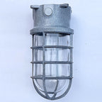 Lampada da soffitto semi-incassata in alluminio industriale contemporaneo, impermeabile, con cilindro in vetro, 1 luce, per esterni e patio