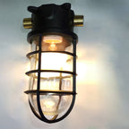 Lampada da soffitto semi-incassata in alluminio industriale contemporaneo, impermeabile, con cilindro in vetro, 1 luce, per esterni e patio