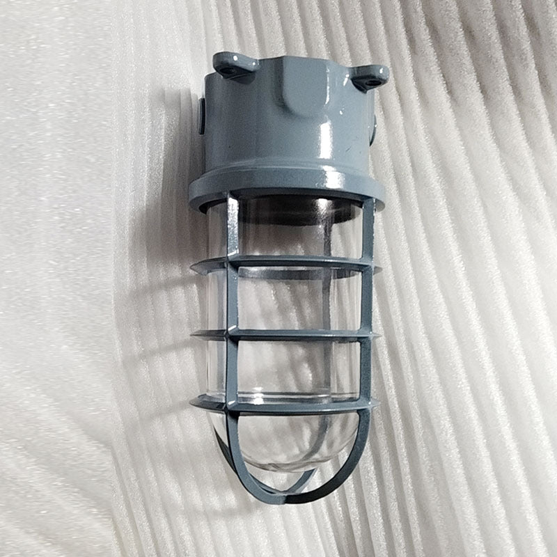 Lampada da soffitto semi-incassata in alluminio industriale contemporaneo, impermeabile, con cilindro in vetro, 1 luce, per esterni e patio