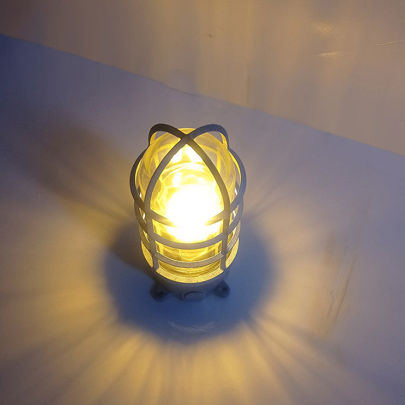 Lampada da soffitto semi-incassata in alluminio industriale contemporaneo, impermeabile, con cilindro in vetro, 1 luce, per esterni e patio