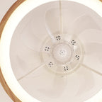 Ventilatore a soffitto LED rotondo in legno massello giapponese tradizionale con luce flush mount per camera da letto