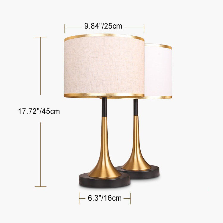 Lampada da Tavolo Dimmable a Sensore Touch in Metallo con Tessuto Retro Contemporaneo per Comodino