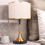 Lampada da Tavolo Dimmable a Sensore Touch in Metallo con Tessuto Retro Contemporaneo per Comodino