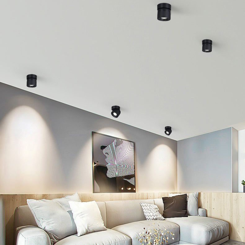 Faretto Rotante Rotondo in Alluminio LED Scandinavo Contemporaneo da Soffitto Semi-Incastrato per Soggiorno