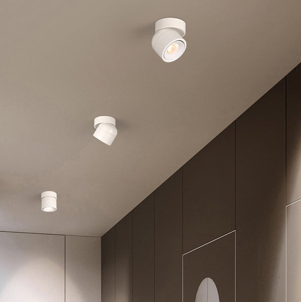 Faretto Rotante Rotondo in Alluminio LED Scandinavo Contemporaneo da Soffitto Semi-Incastrato per Soggiorno