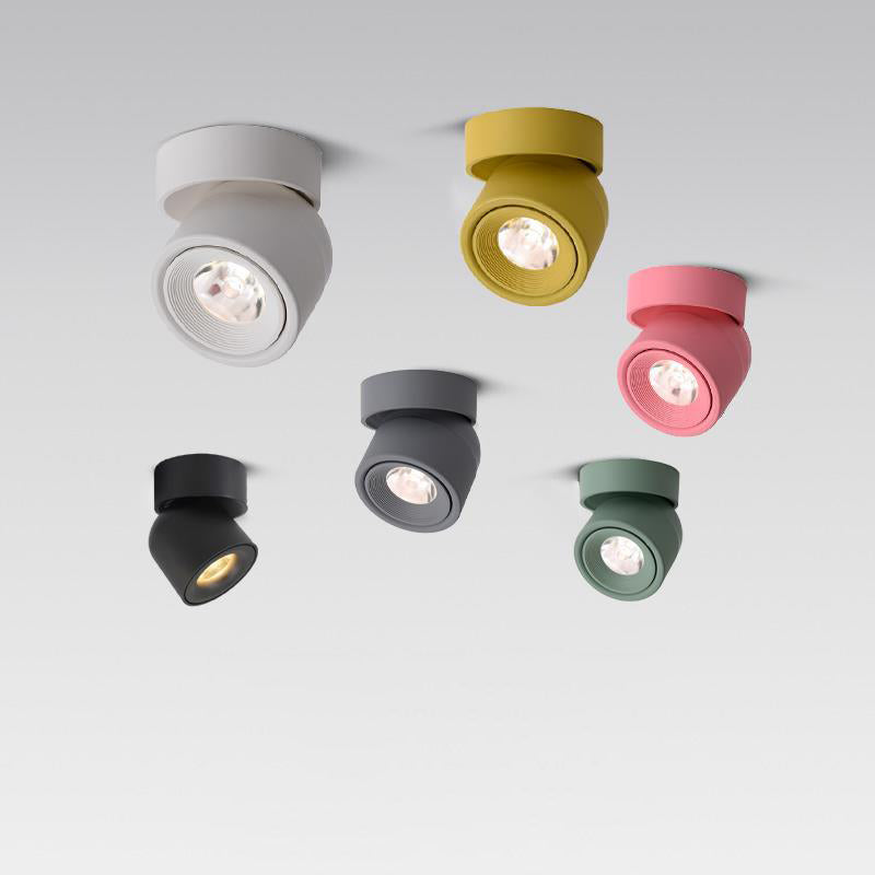 Faretto Rotante Rotondo in Alluminio LED Scandinavo Contemporaneo da Soffitto Semi-Incastrato per Soggiorno