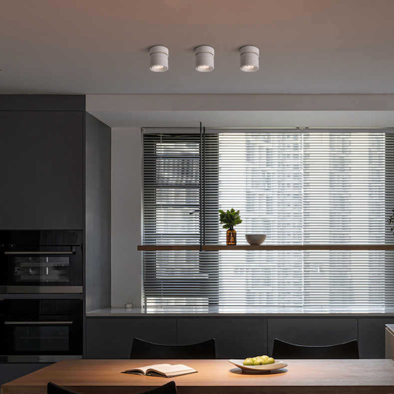 Faretto Rotante Rotondo in Alluminio LED Scandinavo Contemporaneo da Soffitto Semi-Incastrato per Soggiorno