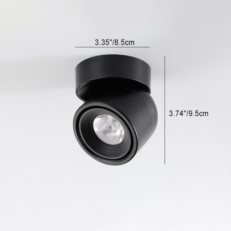 Faretto Rotante Rotondo in Alluminio LED Scandinavo Contemporaneo da Soffitto Semi-Incastrato per Soggiorno