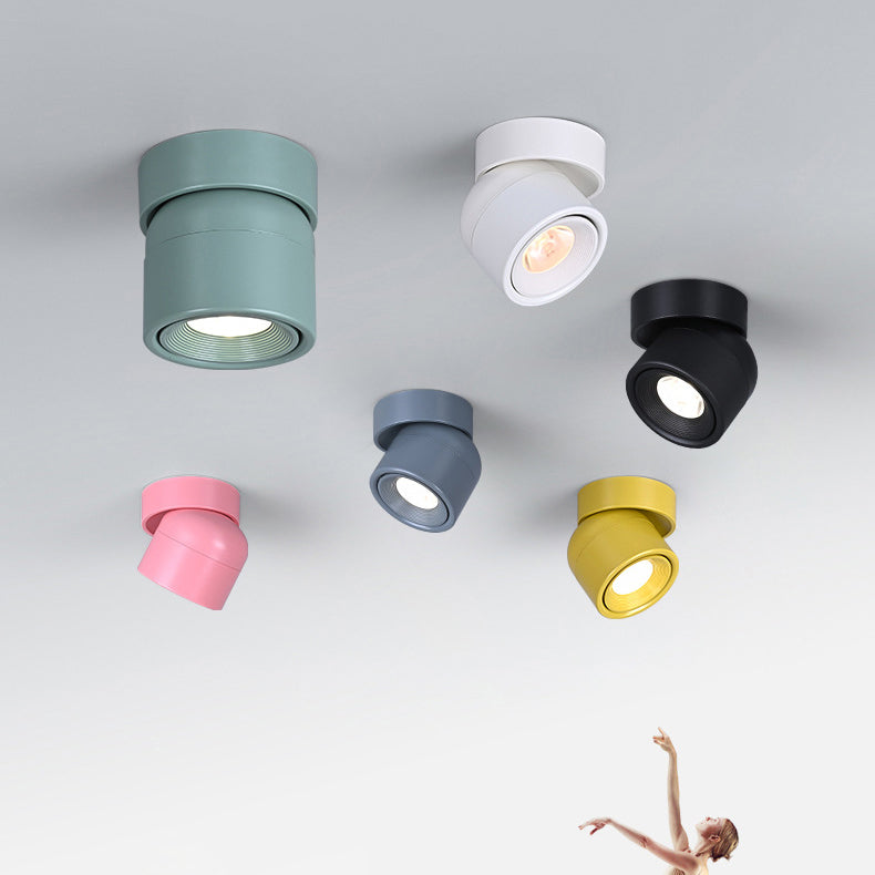 Faretto Rotante Rotondo in Alluminio LED Scandinavo Contemporaneo da Soffitto Semi-Incastrato per Soggiorno
