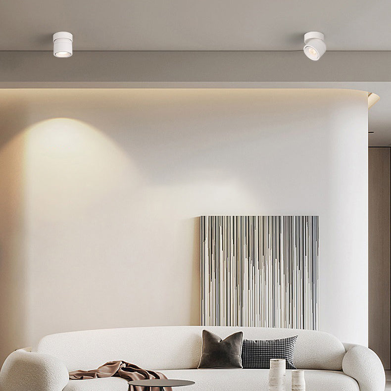 Faretto Rotante Rotondo in Alluminio LED Scandinavo Contemporaneo da Soffitto Semi-Incastrato per Soggiorno