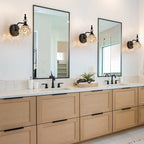 Applique da Parete in Vetro e Ferro Contemporaneo Retro, Lampada da Vanity con 1/2/3/4 Luci per Bagno