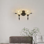 Applique da Parete in Vetro e Ferro Contemporaneo Retro, Lampada da Vanity con 1/2/3/4 Luci per Bagno