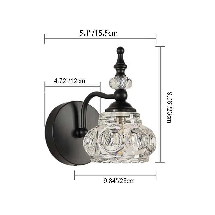 Applique da Parete in Vetro e Ferro Contemporaneo Retro, Lampada da Vanity con 1/2/3/4 Luci per Bagno