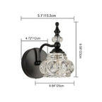 Applique da Parete in Vetro e Ferro Contemporaneo Retro, Lampada da Vanity con 1/2/3/4 Luci per Bagno