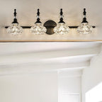 Applique da Parete in Vetro e Ferro Contemporaneo Retro, Lampada da Vanity con 1/2/3/4 Luci per Bagno