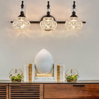 Applique da Parete in Vetro e Ferro Contemporaneo Retro, Lampada da Vanity con 1/2/3/4 Luci per Bagno