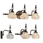 Applique da Parete in Vetro e Ferro Contemporaneo Retro, Lampada da Vanity con 1/2/3/4 Luci per Bagno