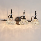 Applique da Parete in Vetro e Ferro Contemporaneo Retro, Lampada da Vanity con 1/2/3/4 Luci per Bagno