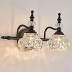 Applique da Parete in Vetro e Ferro Contemporaneo Retro, Lampada da Vanity con 1/2/3/4 Luci per Bagno