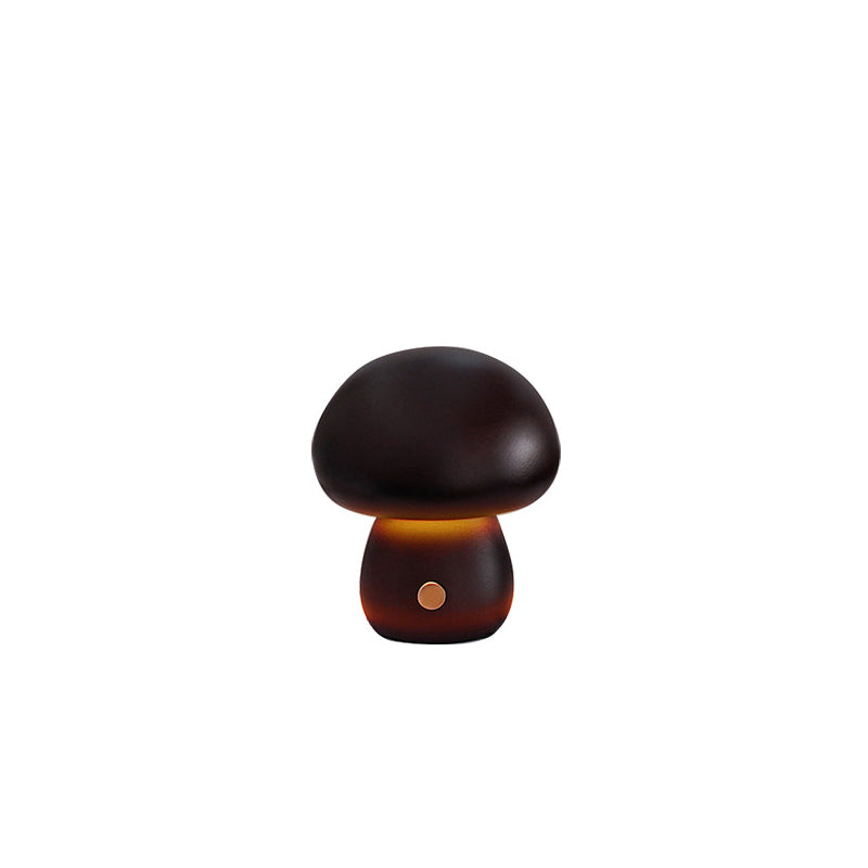 Lampada da Tavolo LED a Fungo Ricaricabile in Legno Massello Scandinava Contemporanea Luce Notturna per Comodino