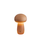 Lampada da Tavolo LED a Fungo Ricaricabile in Legno Massello Scandinava Contemporanea Luce Notturna per Comodino