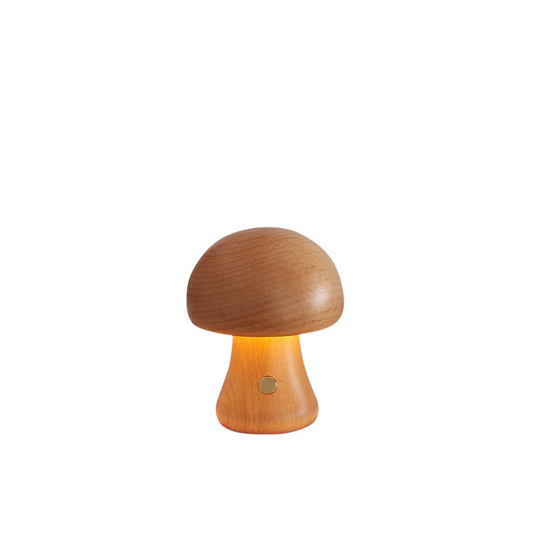 Lampada da Tavolo LED a Fungo Ricaricabile in Legno Massello Scandinava Contemporanea Luce Notturna per Comodino