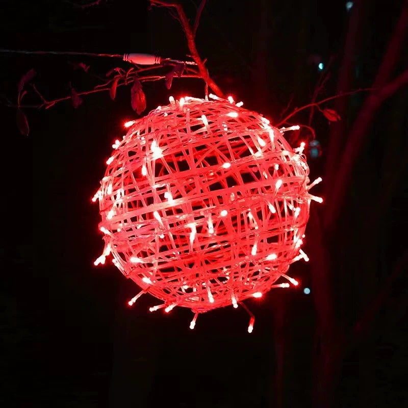 Decorazione a Sfera Appesa Waterproof in PVC Stile Art Deco Moderno con Luce LED per Esterni, Lampada da Giardino