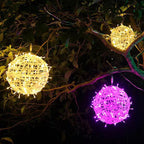 Decorazione a Sfera Appesa Waterproof in PVC Stile Art Deco Moderno con Luce LED per Esterni, Lampada da Giardino