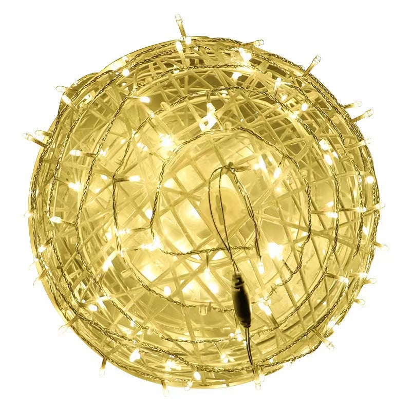 Decorazione a Sfera Appesa Waterproof in PVC Stile Art Deco Moderno con Luce LED per Esterni, Lampada da Giardino