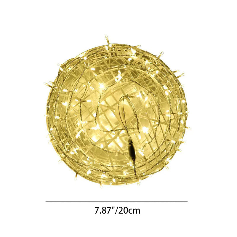 Decorazione a Sfera Appesa Waterproof in PVC Stile Art Deco Moderno con Luce LED per Esterni, Lampada da Giardino