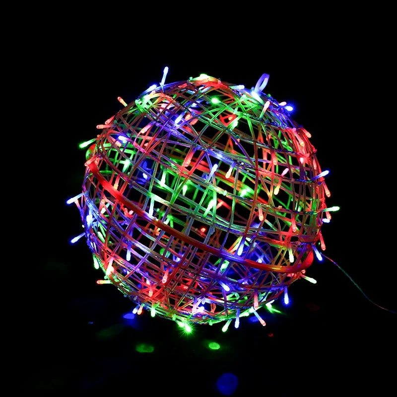 Decorazione a Sfera Appesa Waterproof in PVC Stile Art Deco Moderno con Luce LED per Esterni, Lampada da Giardino