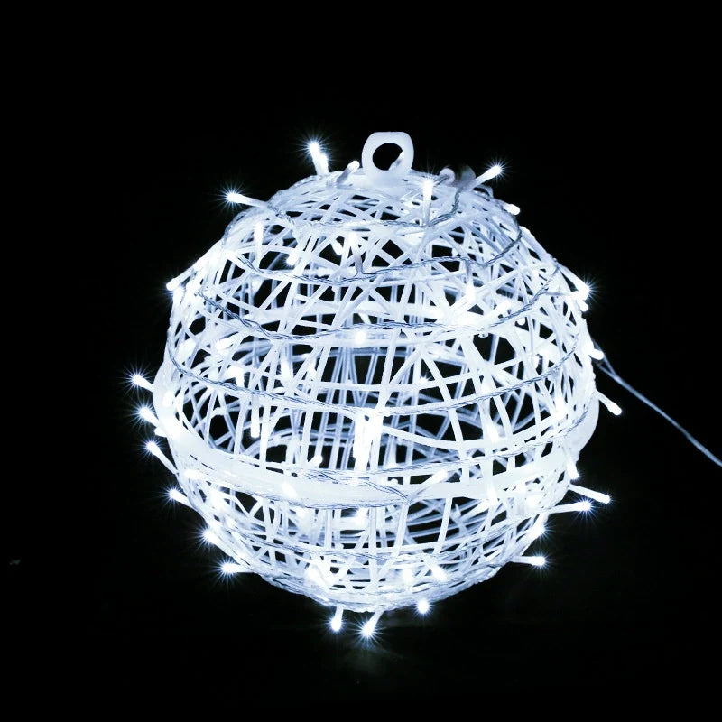Decorazione a Sfera Appesa Waterproof in PVC Stile Art Deco Moderno con Luce LED per Esterni, Lampada da Giardino