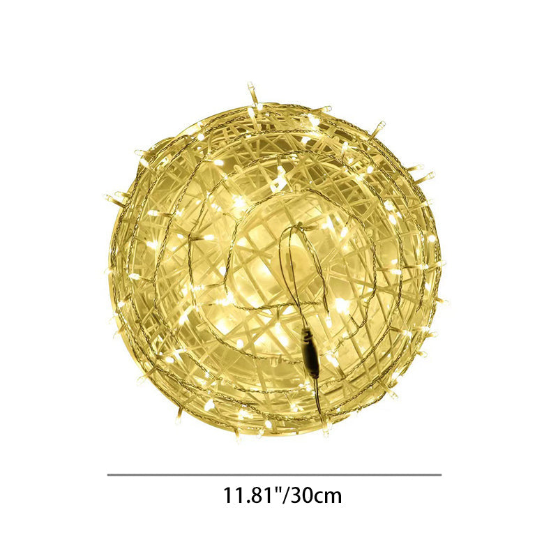 Decorazione a Sfera Appesa Waterproof in PVC Stile Art Deco Moderno con Luce LED per Esterni, Lampada da Giardino