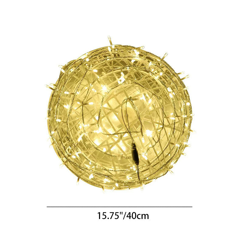 Decorazione a Sfera Appesa Waterproof in PVC Stile Art Deco Moderno con Luce LED per Esterni, Lampada da Giardino