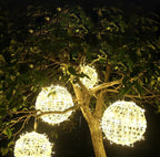 Decorazione a Sfera Appesa Waterproof in PVC Stile Art Deco Moderno con Luce LED per Esterni, Lampada da Giardino