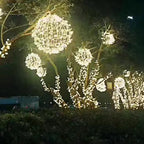 Decorazione a Sfera Appesa Waterproof in PVC Stile Art Deco Moderno con Luce LED per Esterni, Lampada da Giardino