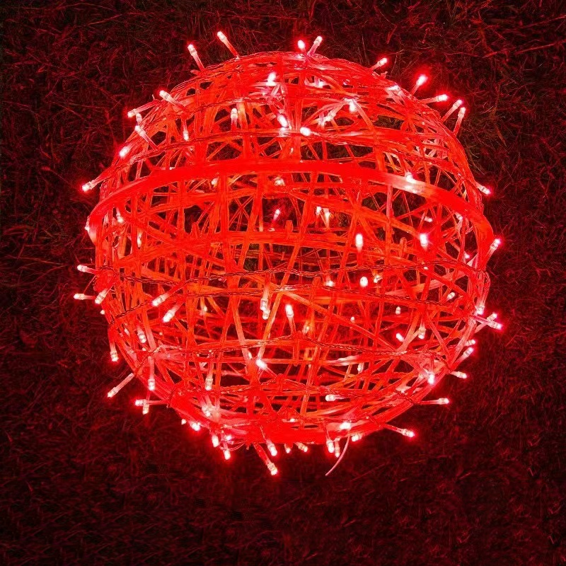Decorazione a Sfera Appesa Waterproof in PVC Stile Art Deco Moderno con Luce LED per Esterni, Lampada da Giardino