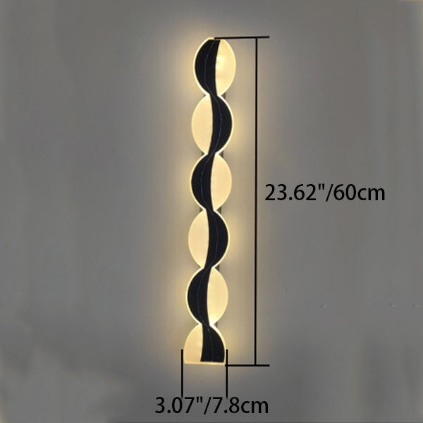 Lampada da Parete LED a Striscia Ondulata in Alluminio Acrilico Impermeabile Solare di Moderno Semplicità per Esterni Patio