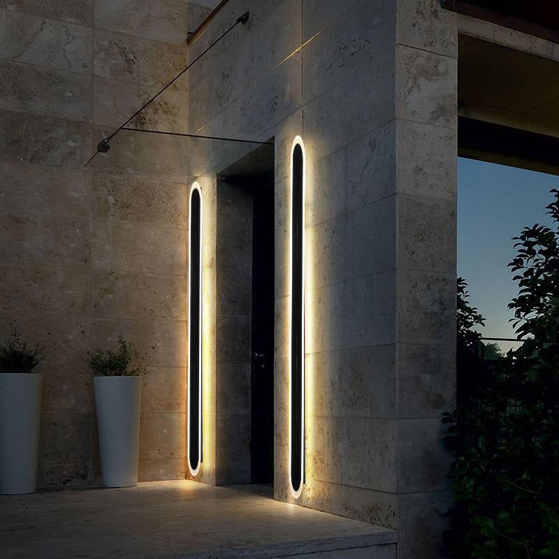Lampada da Parete LED a Striscia Ondulata in Alluminio Acrilico Impermeabile Solare di Moderno Semplicità per Esterni Patio