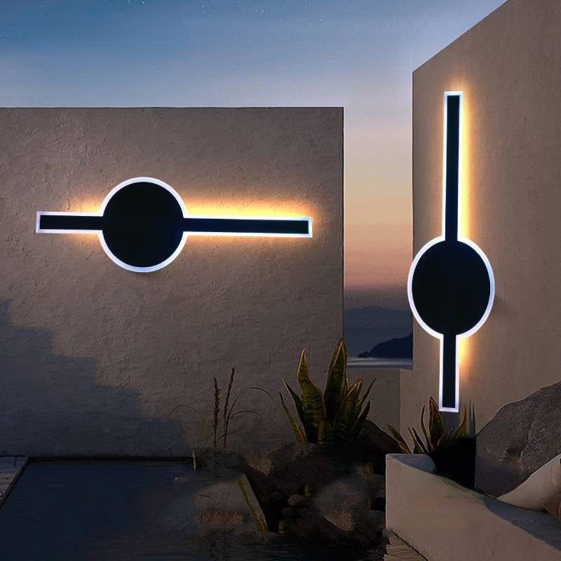 Lampada da Parete LED a Striscia Ondulata in Alluminio Acrilico Impermeabile Solare di Moderno Semplicità per Esterni Patio