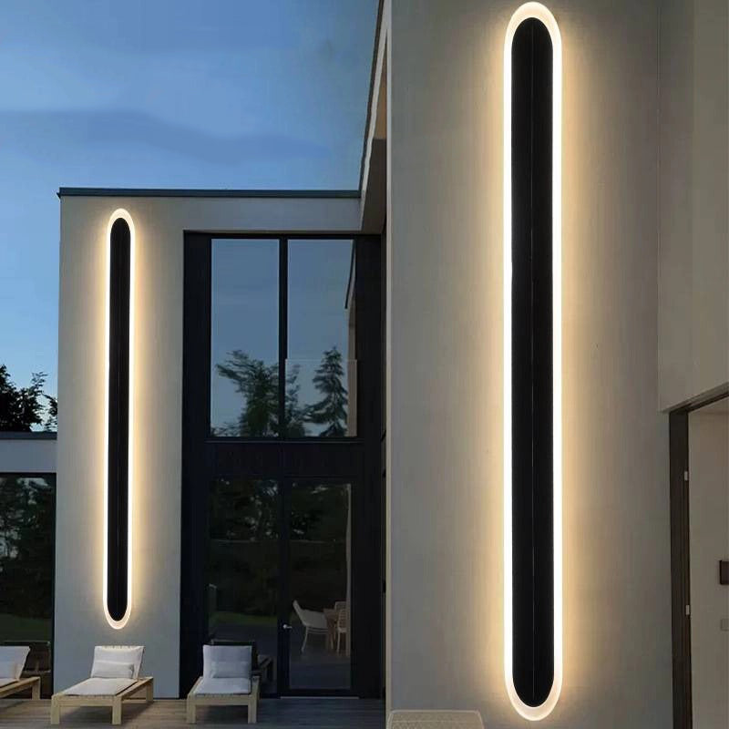 Lampada da Parete LED a Striscia Ondulata in Alluminio Acrilico Impermeabile Solare di Moderno Semplicità per Esterni Patio