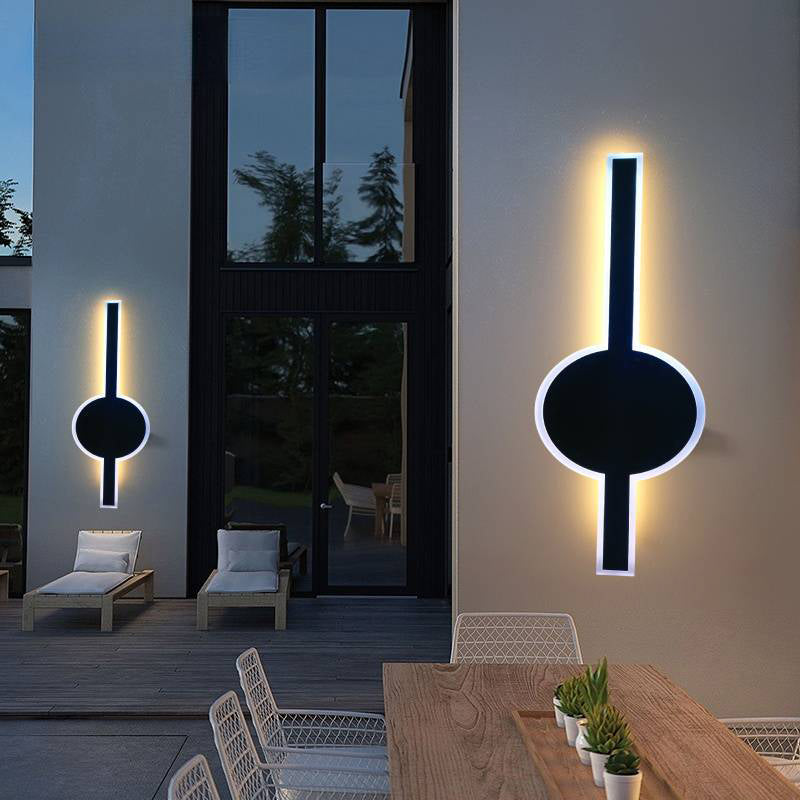 Lampada da Parete LED a Striscia Ondulata in Alluminio Acrilico Impermeabile Solare di Moderno Semplicità per Esterni Patio