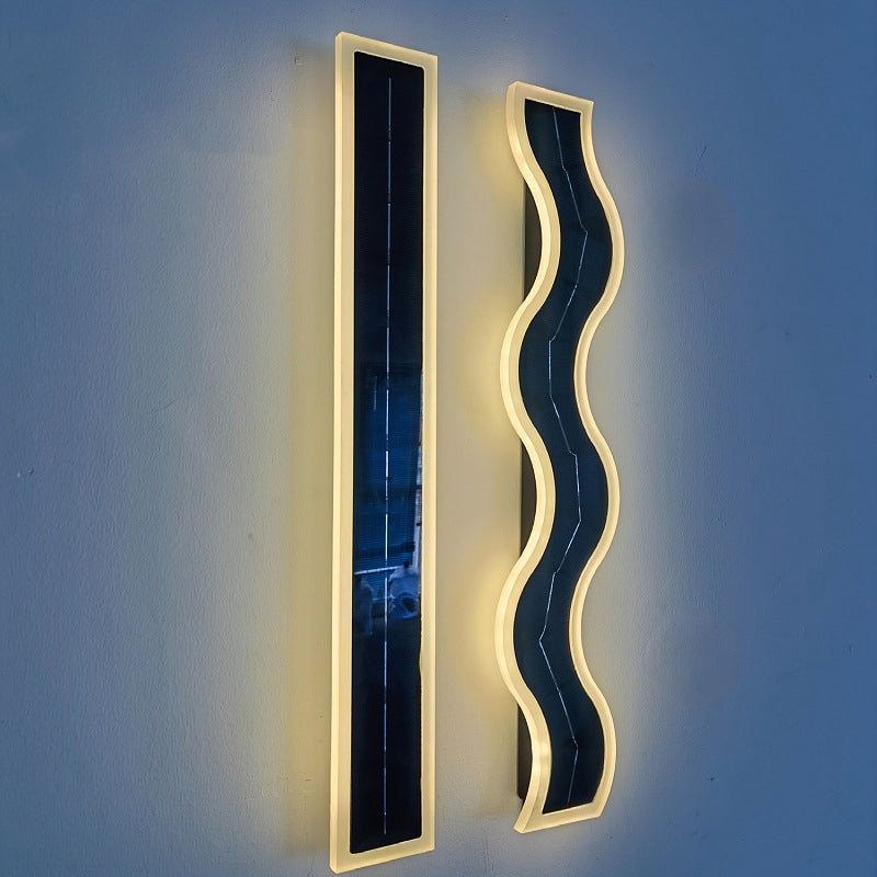 Lampada da Parete LED a Striscia Ondulata in Alluminio Acrilico Impermeabile Solare di Moderno Semplicità per Esterni Patio
