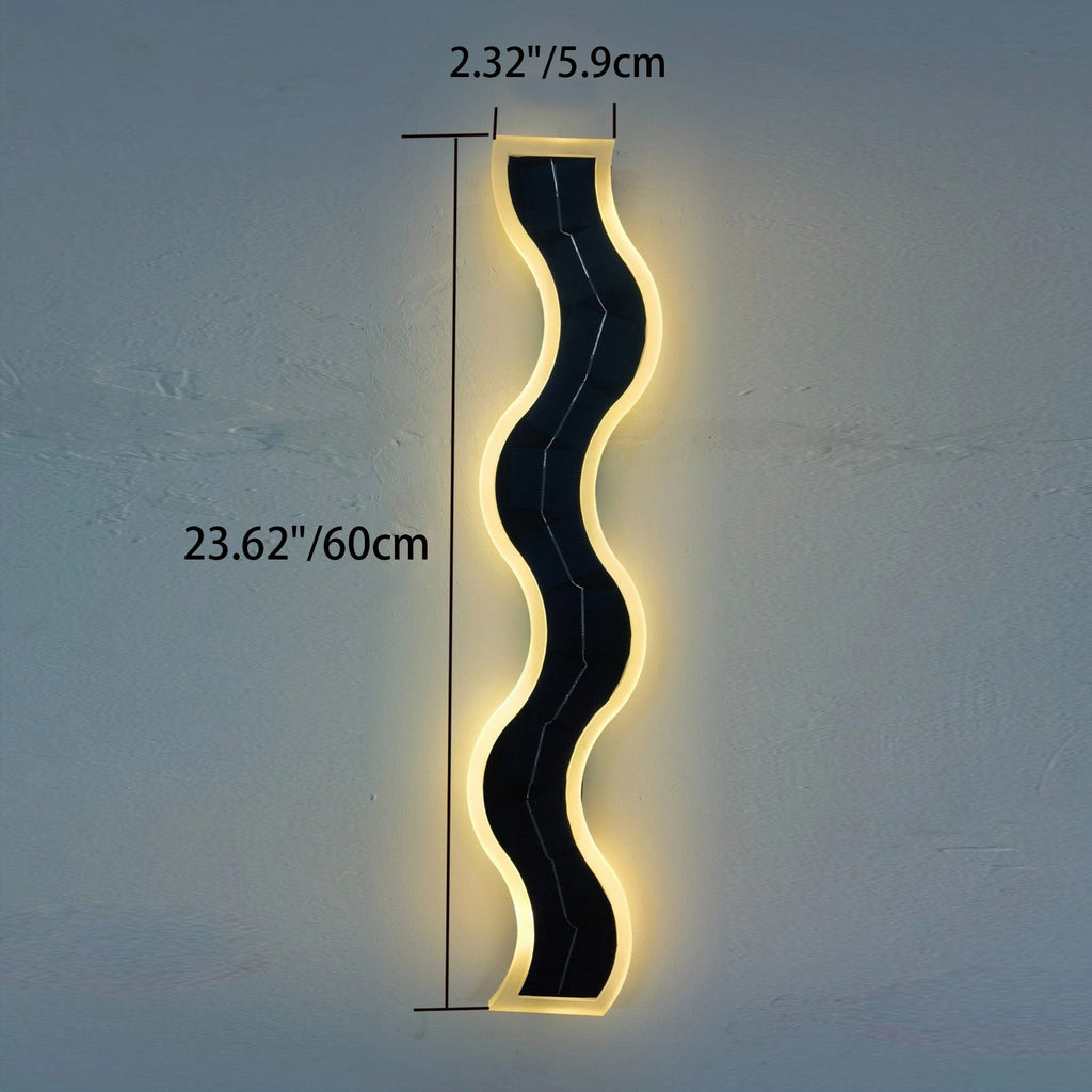 Lampada da Parete LED a Striscia Ondulata in Alluminio Acrilico Impermeabile Solare di Moderno Semplicità per Esterni Patio