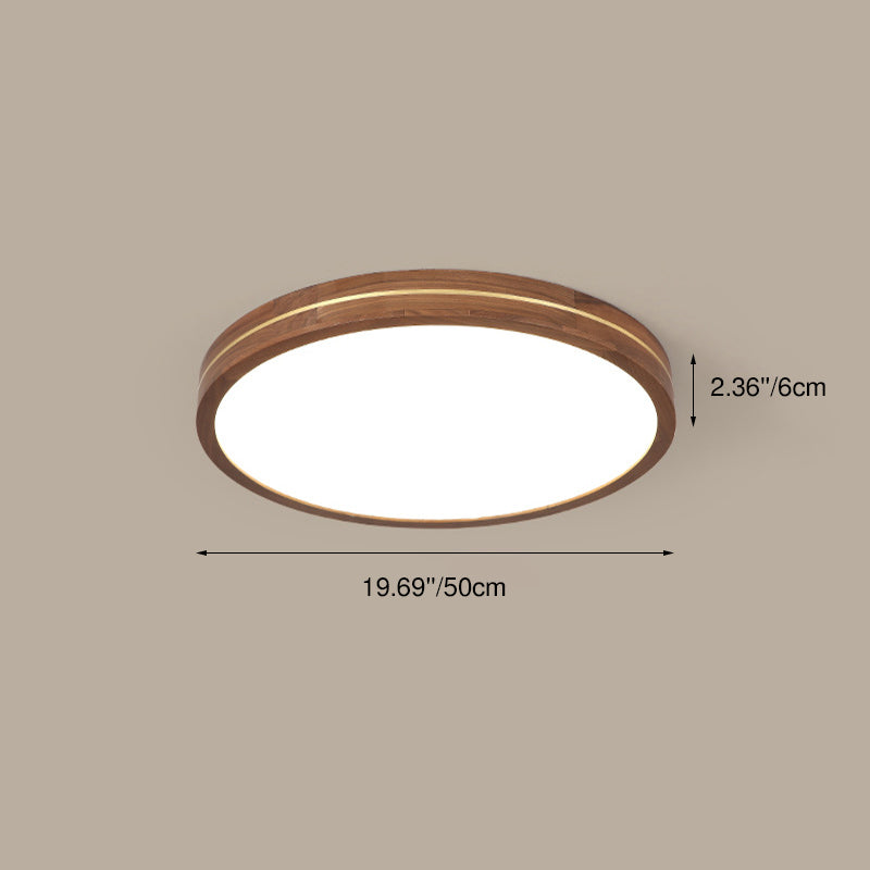 Moderna Luce a Soffitto LED Slim in Legno di Noce